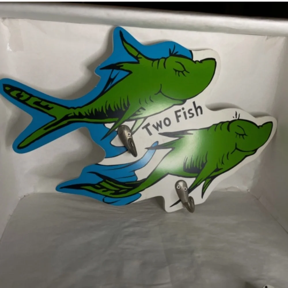 Dr. Seuss Wall Hanger/Coat Hanger/Hook Wall Mount One Fish Two Fish Vintage RARE